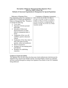 Description of Behavior Management Plan (Signature Piece) SPECIAL EDUCATION 503