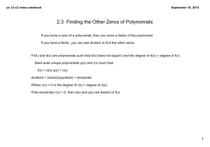 2.3  Finding the Other Zeros of Polynomials