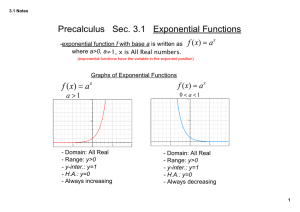 Precalculus   Sec. 3.1 Exponential Functions