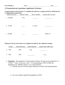 3.5 Exponential and Logarithmic Applications Worksheet