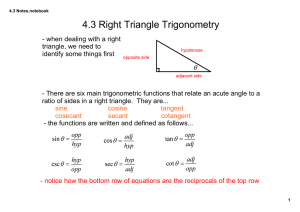 4.3 Right Triangle Trigonometry