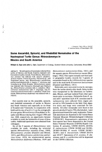 Some Ascaridid, Spirurid, and Rhabditid Nematodes of the