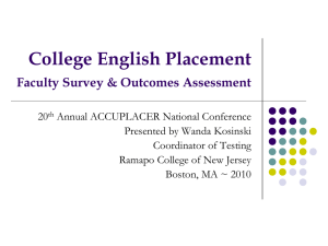 College English Placement  Faculty Survey &amp; Outcomes Assessment