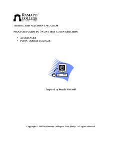 ACCUPLACER PCMP / COURSE COMPASS TESTING AND PLACEMENT PROGRAM