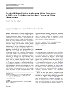 Perceived Effects of Setting Attributes on Visitor Experiences