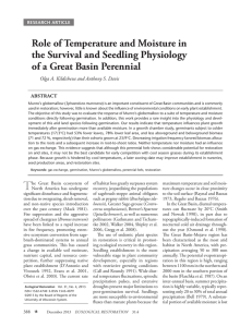 Role of Temperature and Moisture in the Survival and Seedling Physiology