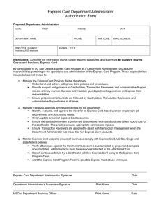 Express Card Department Administrator Authorization Form Proposed Department Administrator: