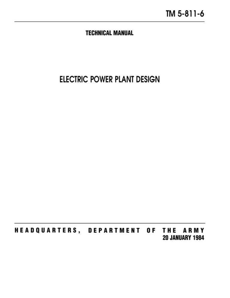 TM 58116 ELECTRIC POWER PLANT DESIGN TECHNICAL MANUAL