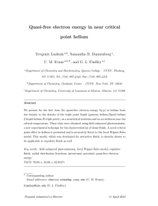 Quasi-free electron energy in near critical point helium Yevgeniy Lushtak