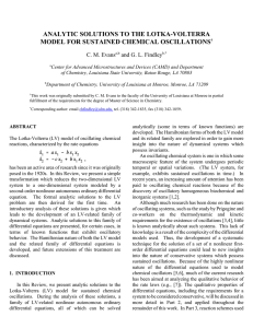 ANALYTIC SOLUTIONS TO THE LOTKA-VOLTERRA MODEL FOR SUSTAINED CHEMICAL OSCILLATIONS
