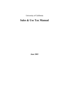 Sales &amp; Use Tax Manual  University of California June 2003