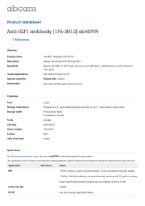 Anti-IGF1 antibody [1F6-3H10] ab40789 Product datasheet 1 References Overview