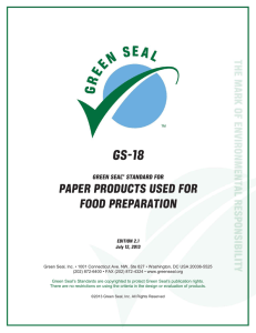GS-18 PAPER PRODUCTS USED FOR FOOD PREPARATION
