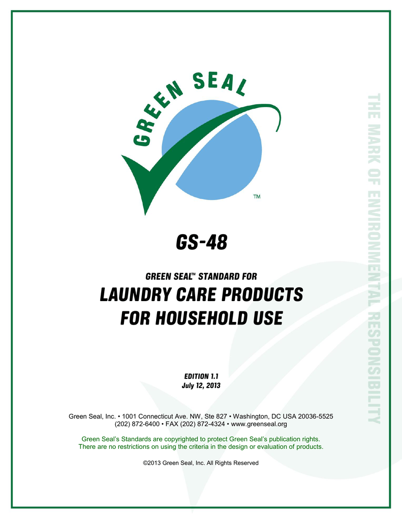 Стандарт сил. Green Seal. Стандарты сертификации Green Seal GS-37 И GS-53.