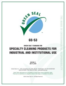 GS-53 SPECIALTY CLEANING PRODUCTS FOR INDUSTRIAL AND INSTITUTIONAL USE