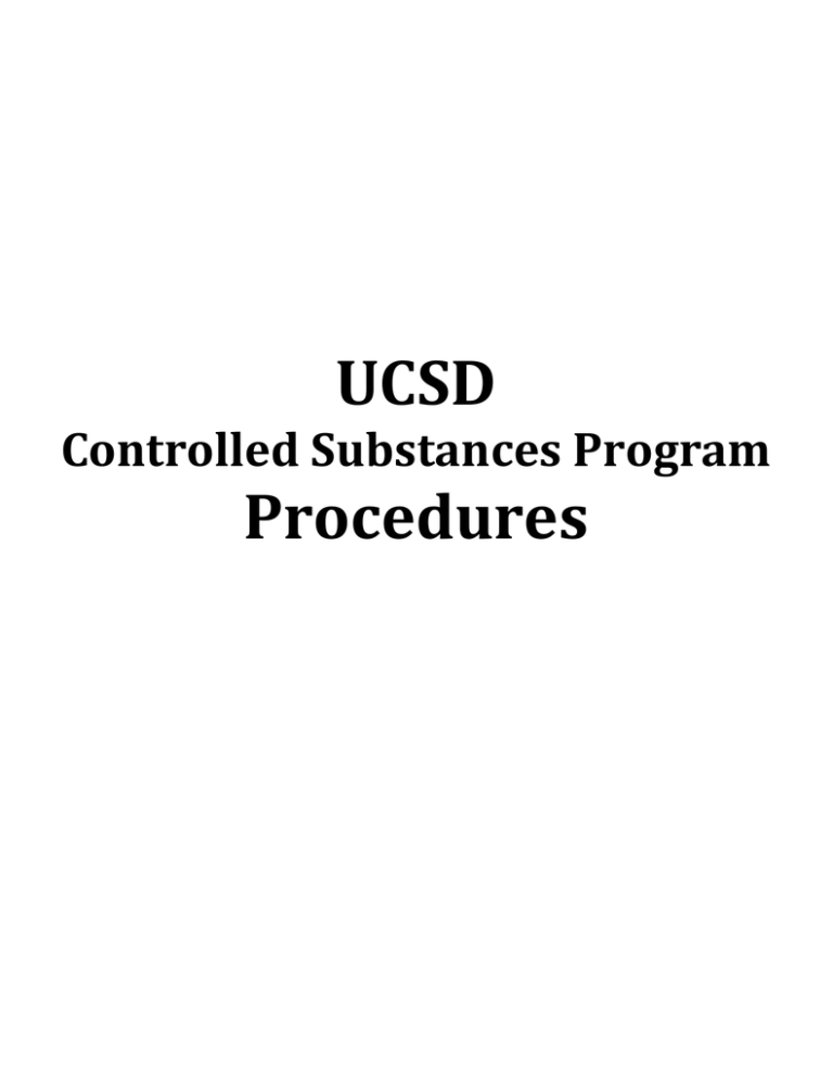 UCSD Procedures Controlled Substances Program