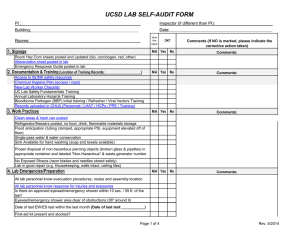 UCSD LAB SELF-AUDIT FORM 1. Signage PI : Inspector (if different than PI):