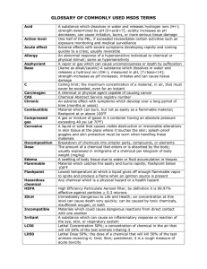 GLOSSARY OF COMMONLY USED MSDS TERMS