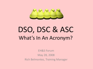DSO, DSC &amp; ASC What’s In An Acronym? EH&amp;S Forum May 28, 2008