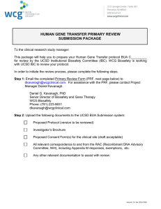 HUMAN GENE TRANSFER PRIMARY REVIEW SUBMISSION PACKAGE