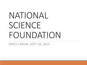 NATIONAL SCIENCE FOUNDATION OPAFS FORUM, SEPT 29, 2015