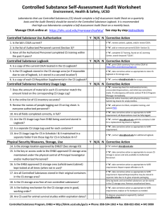 Controlled Substance Self-Assessment Audit Worksheet Environment, Health &amp; Safety, UCSD