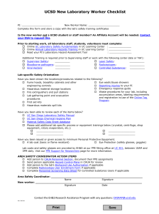 UCSD New Laboratory Worker Checklist