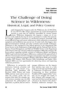 L The Challenge of Doing Science in Wilderness: Historical, Legal, and Policy Context
