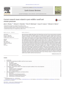 ﬁre runoff and Current research issues related to post-wild erosion processes ⁎