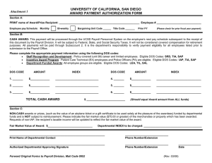 UNIVERSITY OF CALIFORNIA, SAN DIEGO AWARD PAYMENT AUTHORIZATION FORM