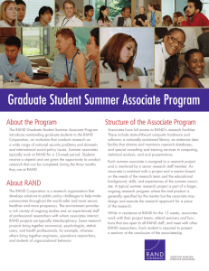 Graduate Student Summer Associate Program About the Program