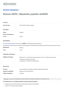 Human GDF8 / Myostatin peptide ab40447 Product datasheet Overview Product name