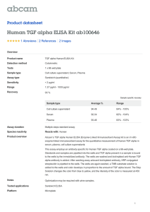 Human TGF alpha ELISA Kit ab100646 Product datasheet 1 Abreviews 2 Images