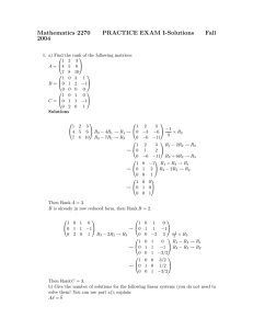 Mathematics 2270 PRACTICE EXAM I-Solutions Fall 2004