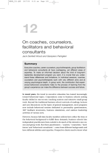 12 On coaches, counselors, facilitators and behavioral consultants
