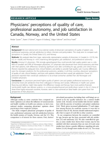 ’ perceptions of quality of care, Physicians