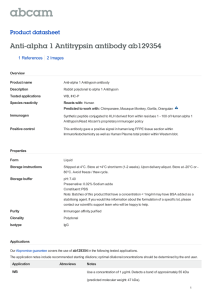 Anti-alpha 1 Antitrypsin antibody ab129354 Product datasheet 1 References 2 Images