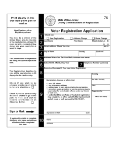 1 Voter Registration Application 76 ❑