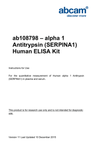 ab108798 – alpha 1 Antitrypsin (SERPINA1) Human ELISA Kit