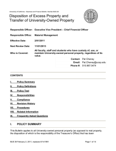 Disposition of Excess Property and Transfer of University-Owned Property