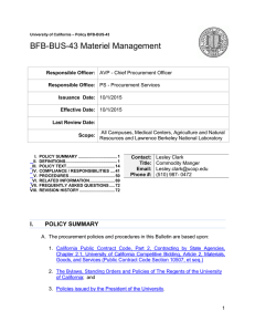 BFB-BUS-43 Materiel Management  Contact: Lesley Clark