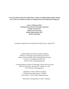 Is Previous Removal from the United States a Marker for... from a Nine-Year Follow-Up Study of Criminally-Involved Unauthorized Immigrants