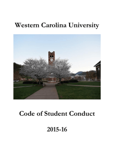 Western Carolina University Code of Student Conduct 2015-16