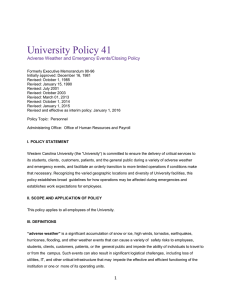 University Policy 41 Adverse Weather and Emergency Events/Closing Policy