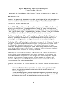 Approved by the General Faculty of the College of Fine... Section 1. The name of this administrative unit shall be... Bylaws of the College of Fine and Performing Arts