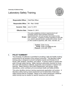 Laboratory Safety Training  Responsible Officer: Responsible Office: