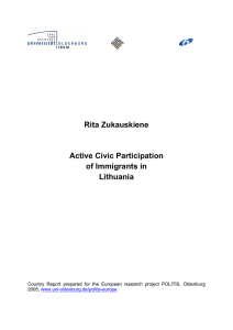 Rita Zukauskiene Active Civic Participation of Immigrants in