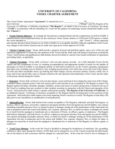 UNIVERSITY OF CALIFORNIA VESSEL CHARTER AGREEMENT