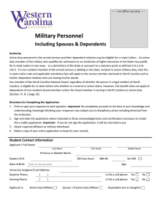 Military Personnel  Including Spouses &amp; Dependents