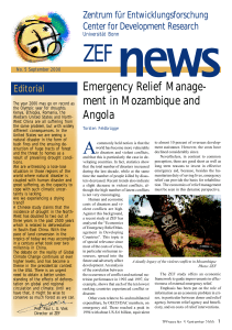 ZEF Emergency Relief Manage- ment in Mozambique and Angola